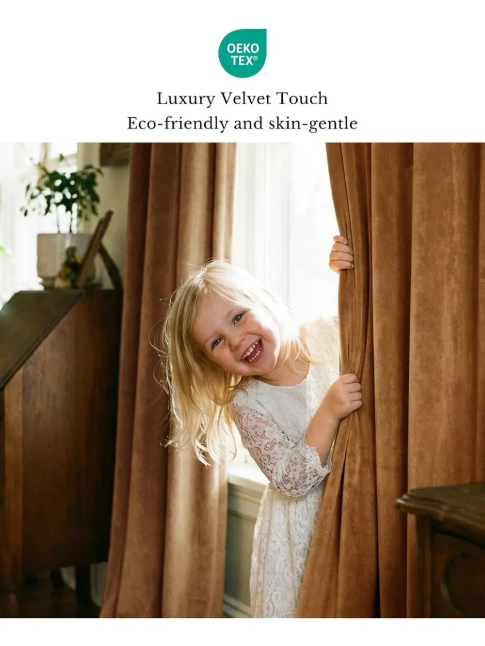Burnt Orange Velvet Curtains, Fall Home Decor, 2 Panels, W52 x L90, Cozy Style